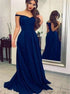 Off the Shoulder A Line Satin Prom Dress LBQ0884