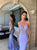 Mermaid V Neck Open Back Satin Prom Dresses