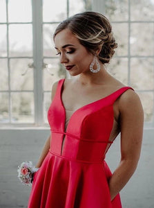 Red A Line Prom Dresses