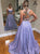 Lavender Two Pieces A Line Criss Cross Satin Prom Dresses 