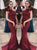 Burgundy One Shoulder Mermaid Long Evening Prom Dresses