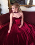 Sweetheart Burgundy Ball Gowns Velvet Prom Dress LBQ1407