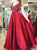 V Neck A Line Beaded Satin Prom Dresses