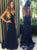 Dark Blue Chiffon Lace Up Mermaid Prom Dresses