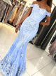 Off the Shoulder Lace Mermaid Appliques Prom Dresses