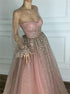 A Line Scoop Floor Length Tulle Prom Dress LBQ1252