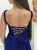 Navy Blue Lace Up Prom Dresses