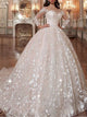 Attractive Scoop Ball Gown Organza Prom Dress with Appliques 