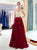 A Line V Neck Beadings Satin Prom Dresses