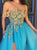 A Line Off the Shoulder Blue Tulle Prom Dresses