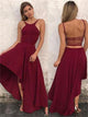 Ruffles Burgundy Prom Dresses