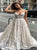 A Line Spaghetti Straps Lace Champagne Prom Dresses