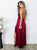 Sheath V Neck Sequined Satin Ankle Length Split Front Prom Dresses