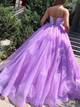 Ball Gown Lilac Lace Up Prom Dresses with Pleats