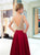 Burgundy Floor Length Open Back Prom Dresses