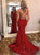 Sweep Train Red Sleeveless Prom Dresses