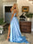 Sweep Train Blue Evening Dresses