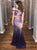 Two Piece Off the Shoulder Purple Ombre Sequined Prom Dresses 
