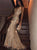 V Neck Spaghetti Straps Sequins Prom Dresses With Beading