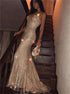 V Neck Spaghetti Straps Sequins Prom Dresses With Beading LBQ1580