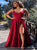 Spaghetti Straps V Neck Evening Dress With Split 