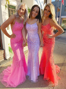 Pink Lace Prom Dresses