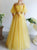 Sweep Train Yellow Evening Dresses