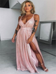 Sweep Train Rose Pink Evening Dresses
