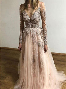Sweep Train Tulle Prom Dresses 