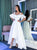 White A Line High Low Pleats Chiffon Prom Dresses