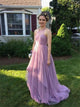A Line Scoop Chiffon Ruffles High and Low Charming Prom Dresses