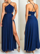 Floor Length Slit Royal Blue Evening Dresses