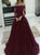 Off the Shoulder Long Sleeves Tulle Prom Dresses with Appliques