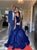 Blue Sweetheart Mermaid Satin Long Prom Dresses 
