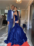 Blue Sweetheart Mermaid Satin Long Prom Dress LBQ1939