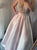 A Line V Neck Satin Floor Length Pink Prom Dresses 