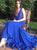Sweep Train Blue Evening Dresses