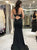 Black Satin Prom Dresses with Beadings