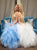 Two Piece Tulle A Line Scoop Lace Ruffles Prom Dress with Beadings