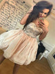 A Line Sweetheart Short Organza Above Knee Prom Dresses