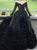 Ball Gown V Neck Long Sleeves Appliques Tulle Prom Dresses