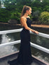 Mermaid Black Backless Lace Prom Dresses LBQ1227