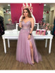 Sweep Train Pink Evening Dresses