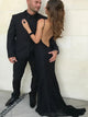 Mermaid Black Backless Lace Prom Dresses 