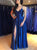 Blue Evening Dresses with Lace up