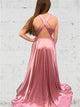 Sweep Train Pink Sleeveless Evening Dresses