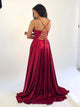 Sweep Train Red Evening Dresses with Slit