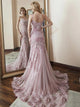 Sweep Train Pink Evening Dresses