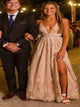 Sweep Train Pink Evening Dresses With Split 