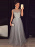 A Line Scoop Beadings Prom Dress LBQ1010